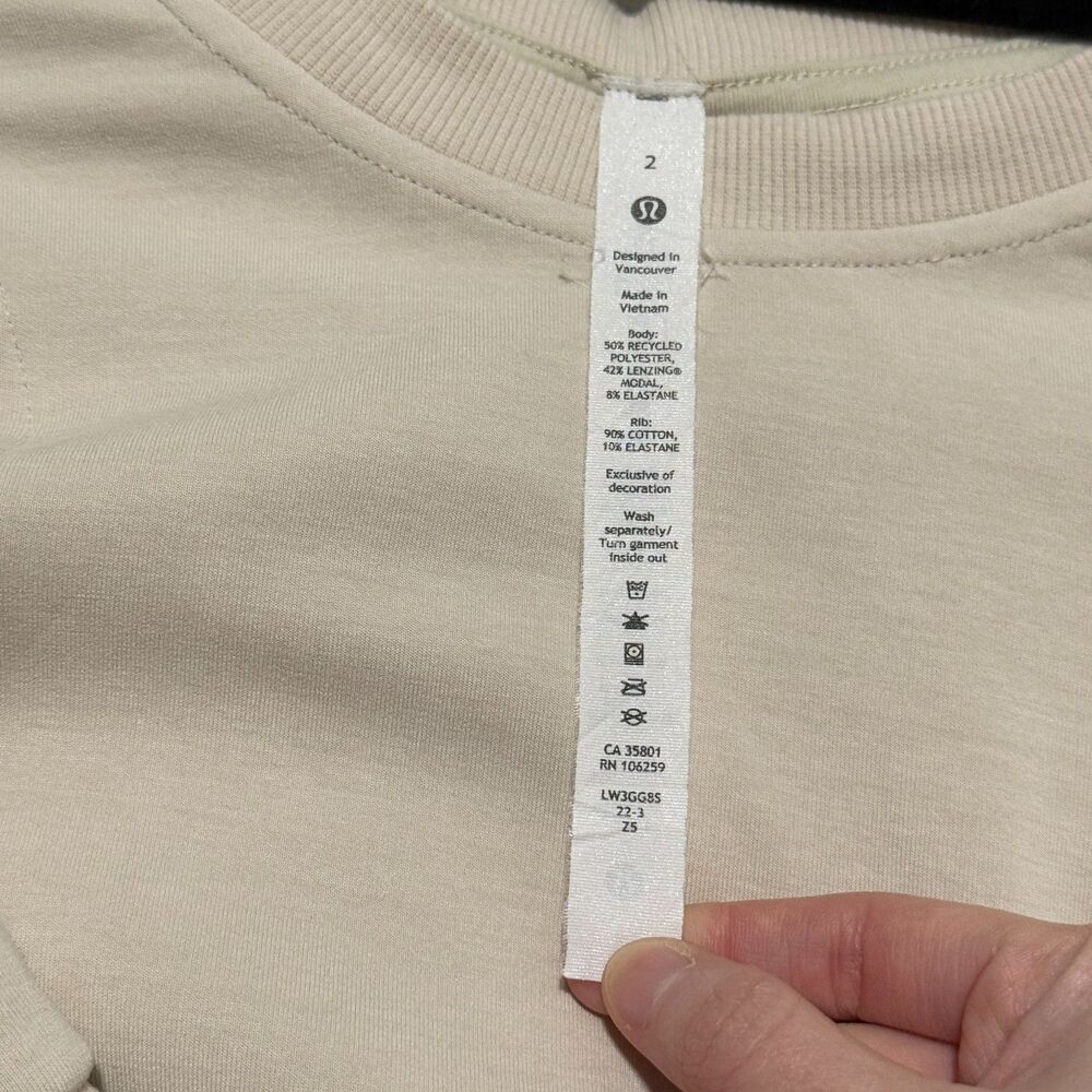 Women Lululemon Softstreme Ribbed-Hem Pullover Natural Ivory Size 2 - Picture 7 of 10